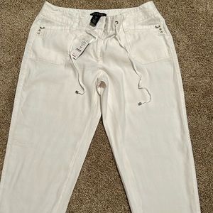 White House Black Market white linen pants size 4